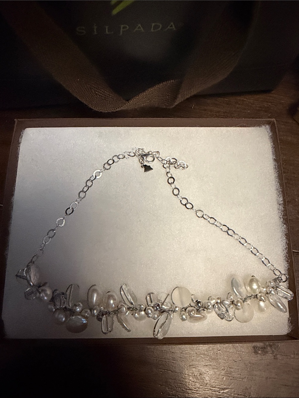 Silpada Silver Freshwater Pearl & Crystal Necklace - White